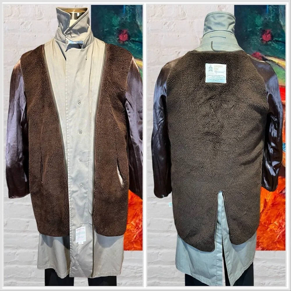 Vintage London Fog Mens 40L Khaki Tan Full Length Trench All Weather Rain Coat - Picture 7 of 15